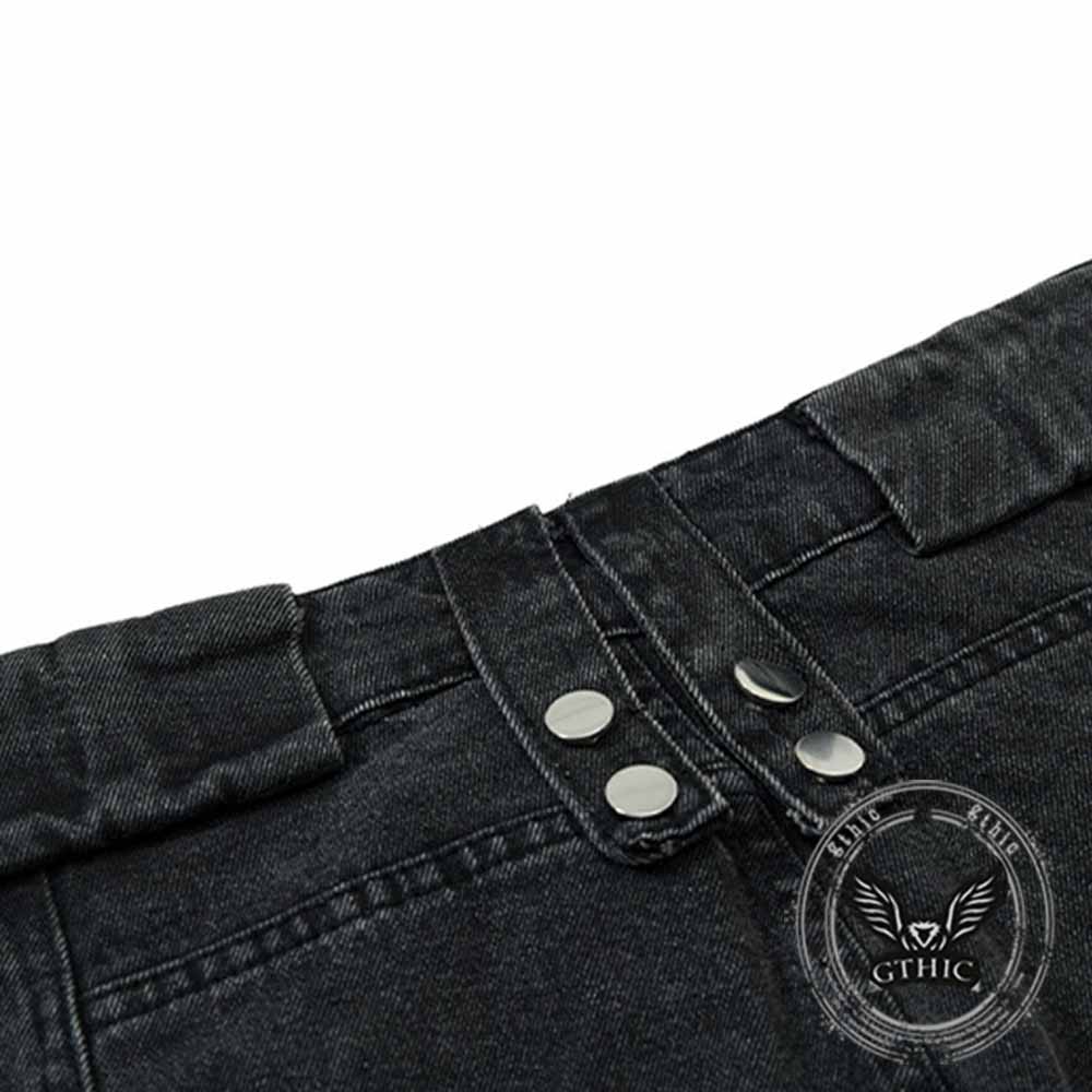 Punk-Hose für Herren aus Baumwolle mit Aufnäher und Totenkopf-Aufdruck