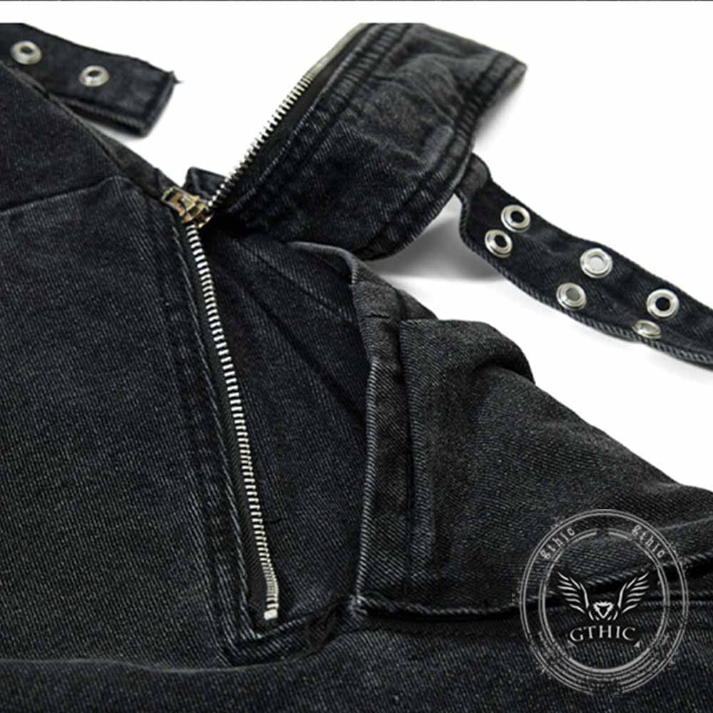 Punk-Hose für Herren aus Baumwolle mit Aufnäher und Totenkopf-Aufdruck