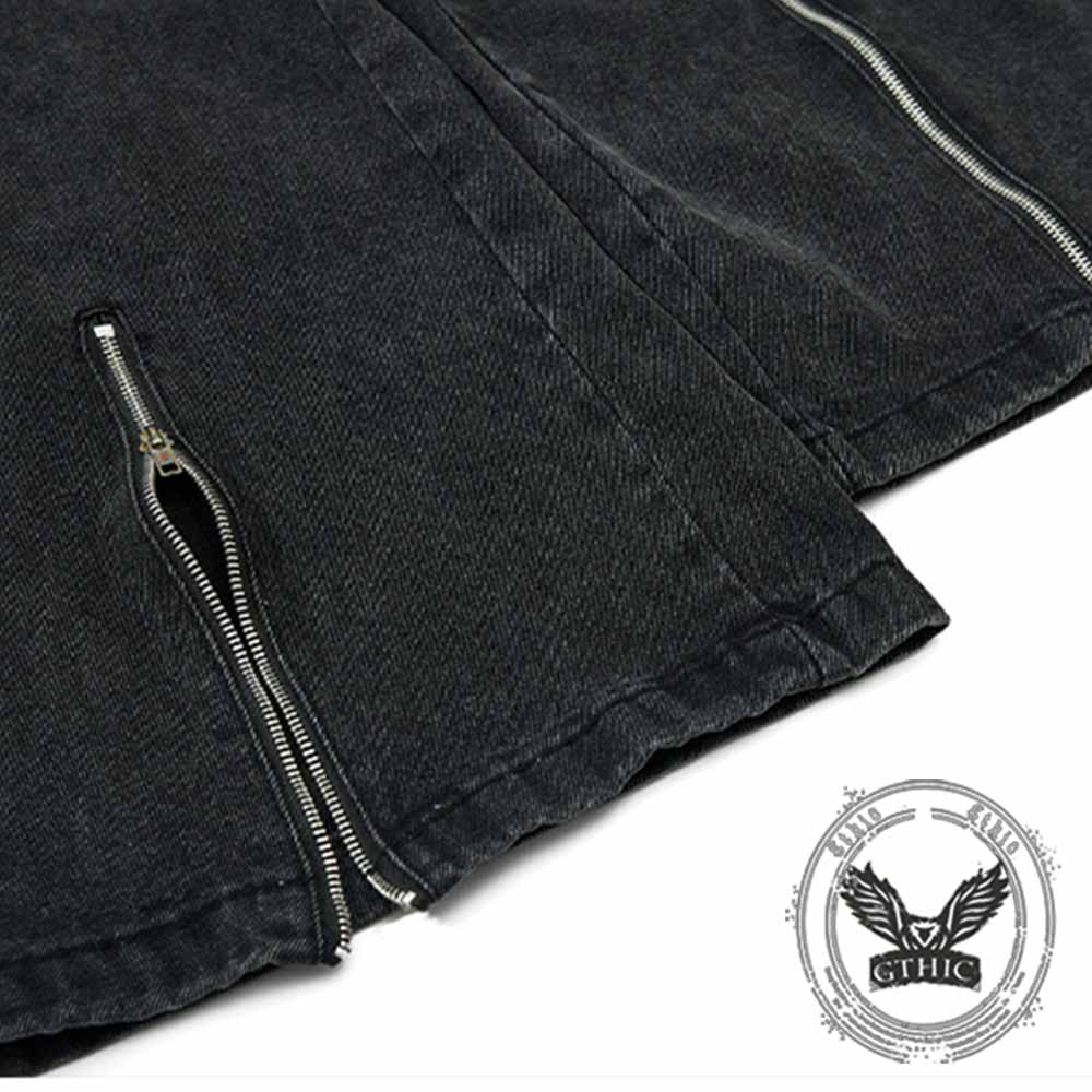 Punk-Hose für Herren aus Baumwolle mit Aufnäher und Totenkopf-Aufdruck