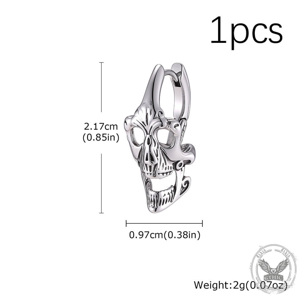 Punk Street-Style Stainless Steel Skull Hoop Earrings