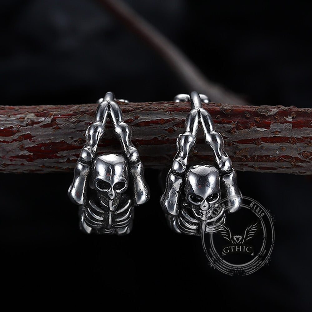 Punk Street Scorpion Stainless Steel Skull Hoop Earrings | Gthic.com