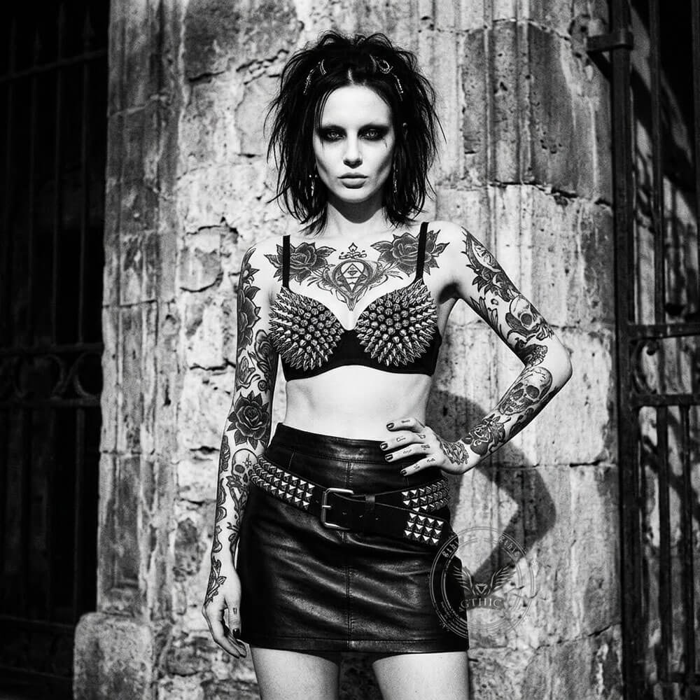 Punk Street Studded Metallic Spike Bra Underwear | Gthic.com