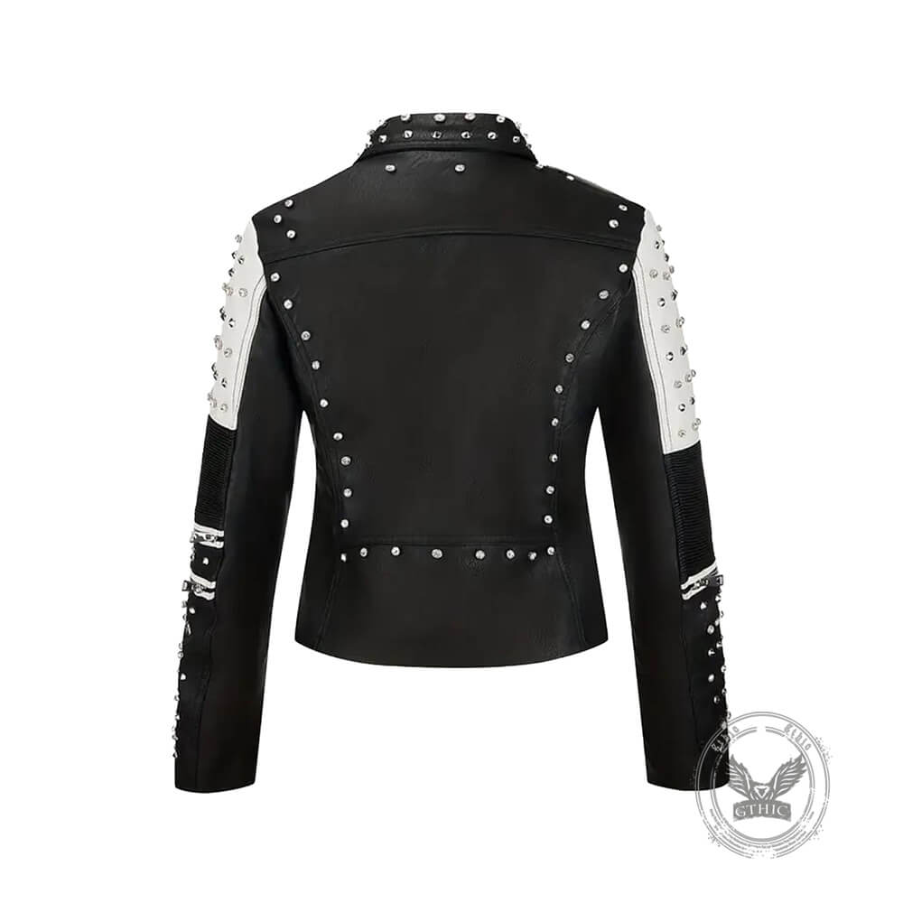 Punk Studded Asymmetrical Zipper Biker Jacket