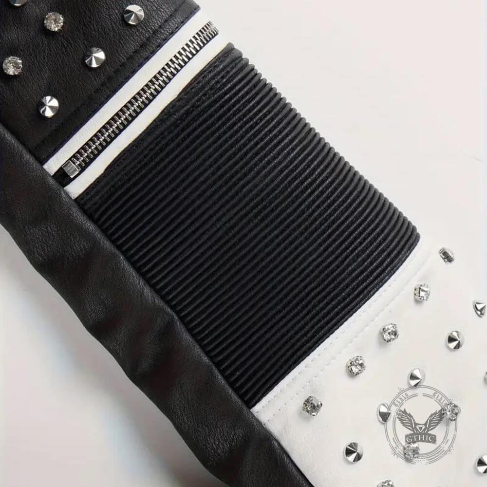 Punk Studded Asymmetrical Zipper Biker Jacket