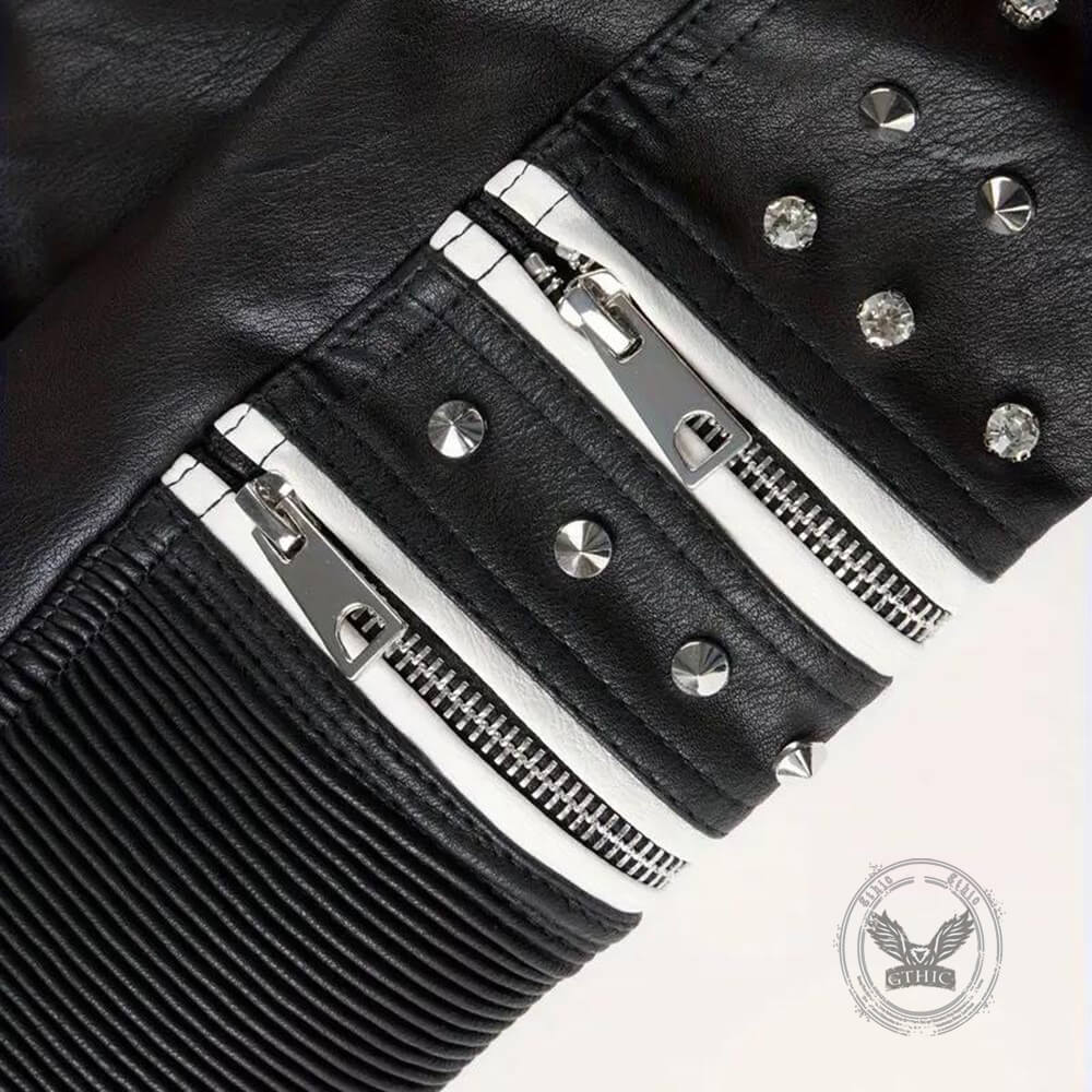 Punk Studded Asymmetrical Zipper Biker Jacket
