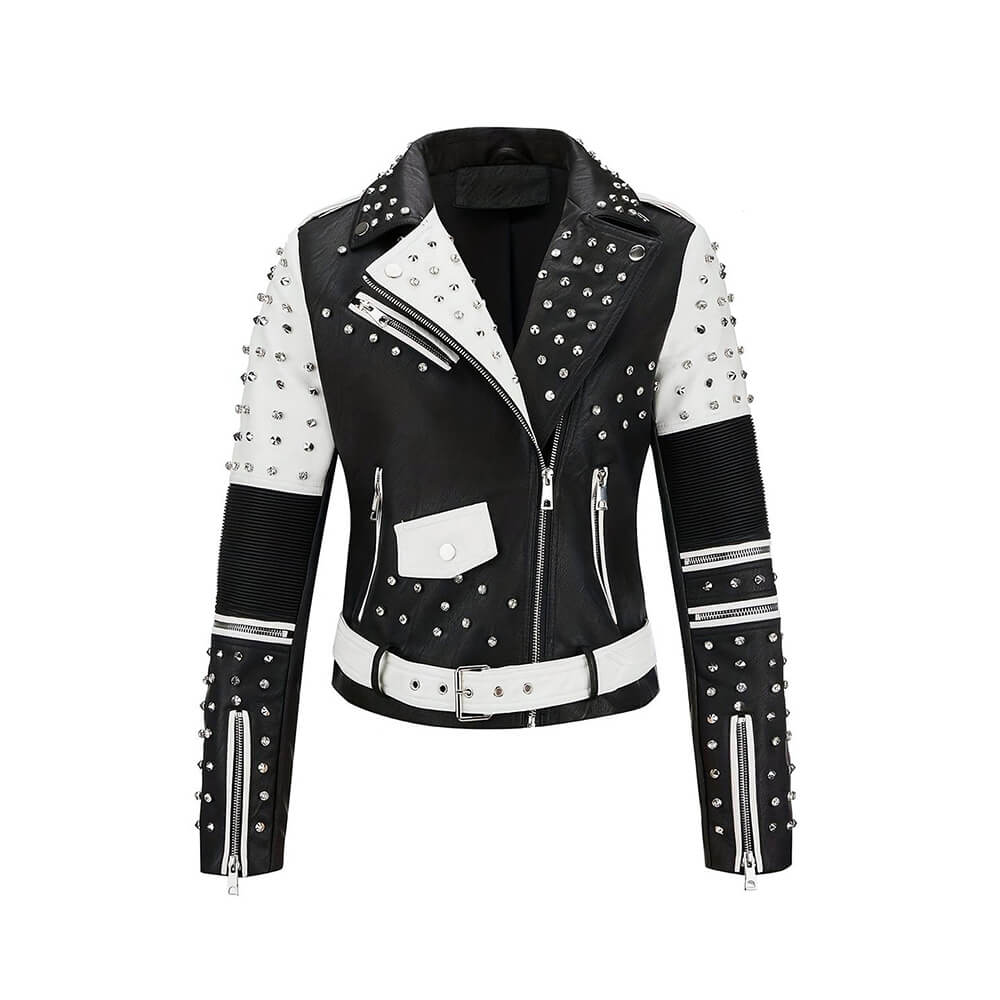 Punk Studded Asymmetrical Zipper Biker Jacket | Gthic.com