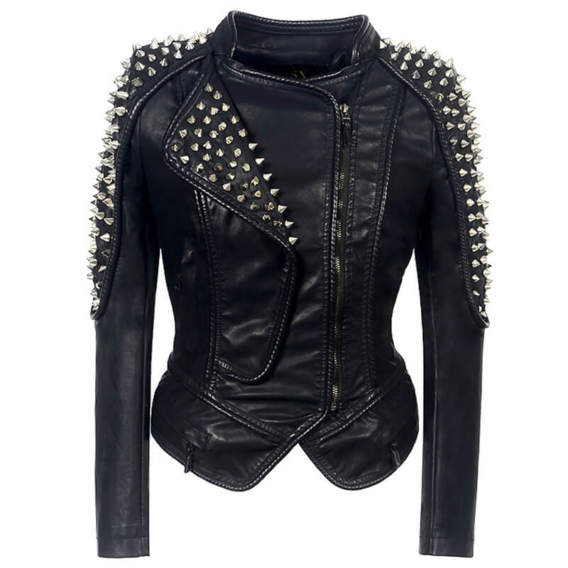 Punk Studded Leather Biker Jacket – GTHIC