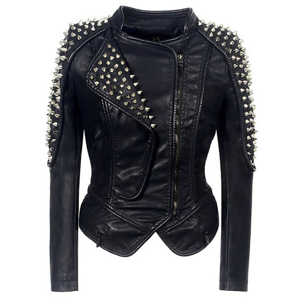 Punk Studded Leather Biker Jacket | Gthic.com