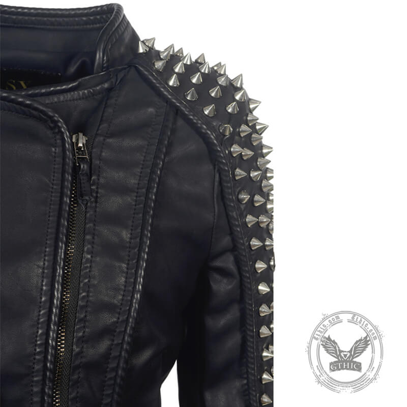 Punk Studded Leather Biker Jacket | Gthic.com