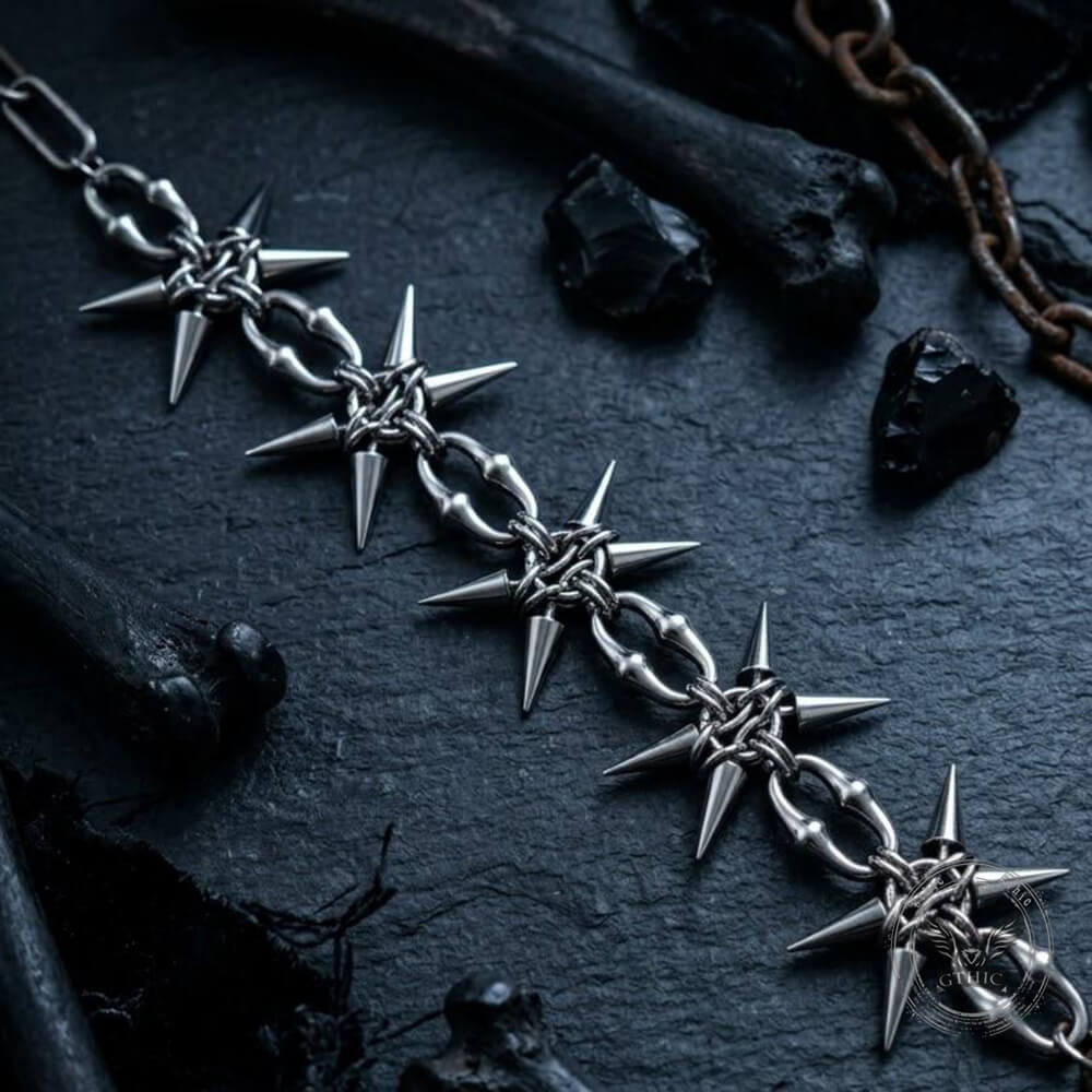 Punk Studded Stainless Steel Clavicle Necklace