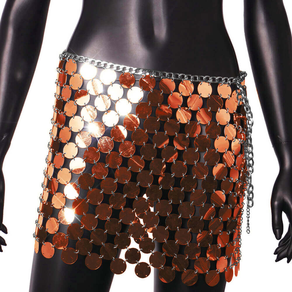 Punk Style Shiny Sequined See-Through Skirt