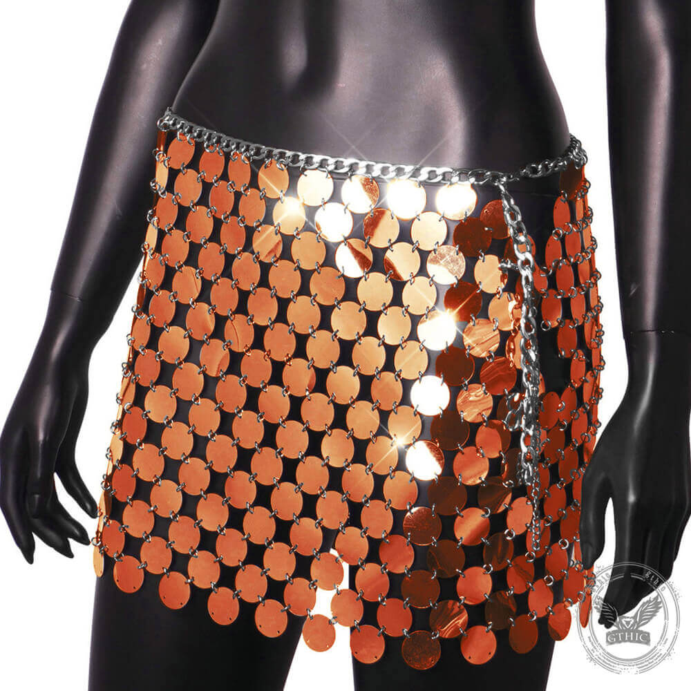 Punk Style Shiny Sequined See-Through Skirt