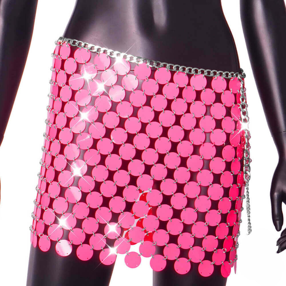 Punk Style Shiny Sequined See-Through Skirt