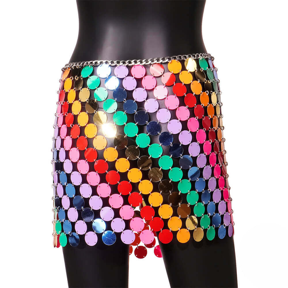 Punk Style Shiny Sequined See-Through Skirt