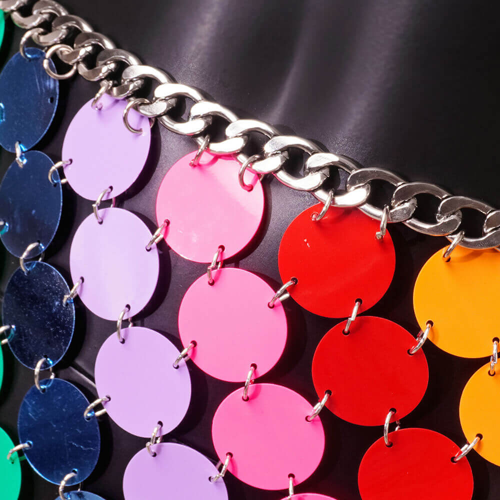 Punk Style Shiny Sequined See-Through Skirt