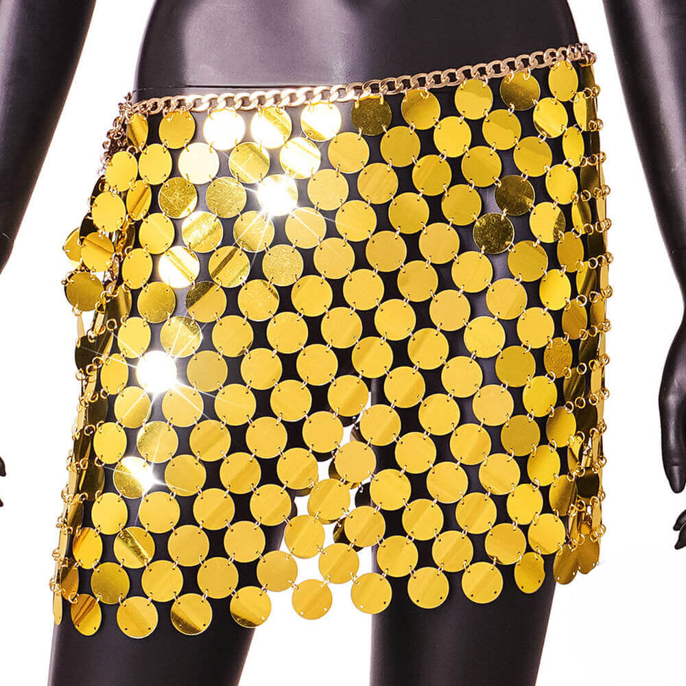 Punk Style Shiny Sequined See-Through Skirt