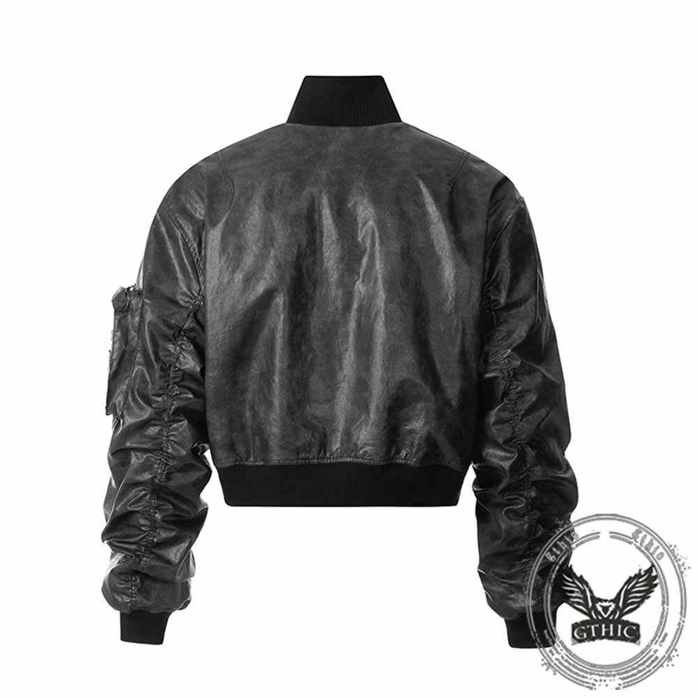 Punk Style Stand-Collar PU Leather Motorcycle Jacket | Gthic.com