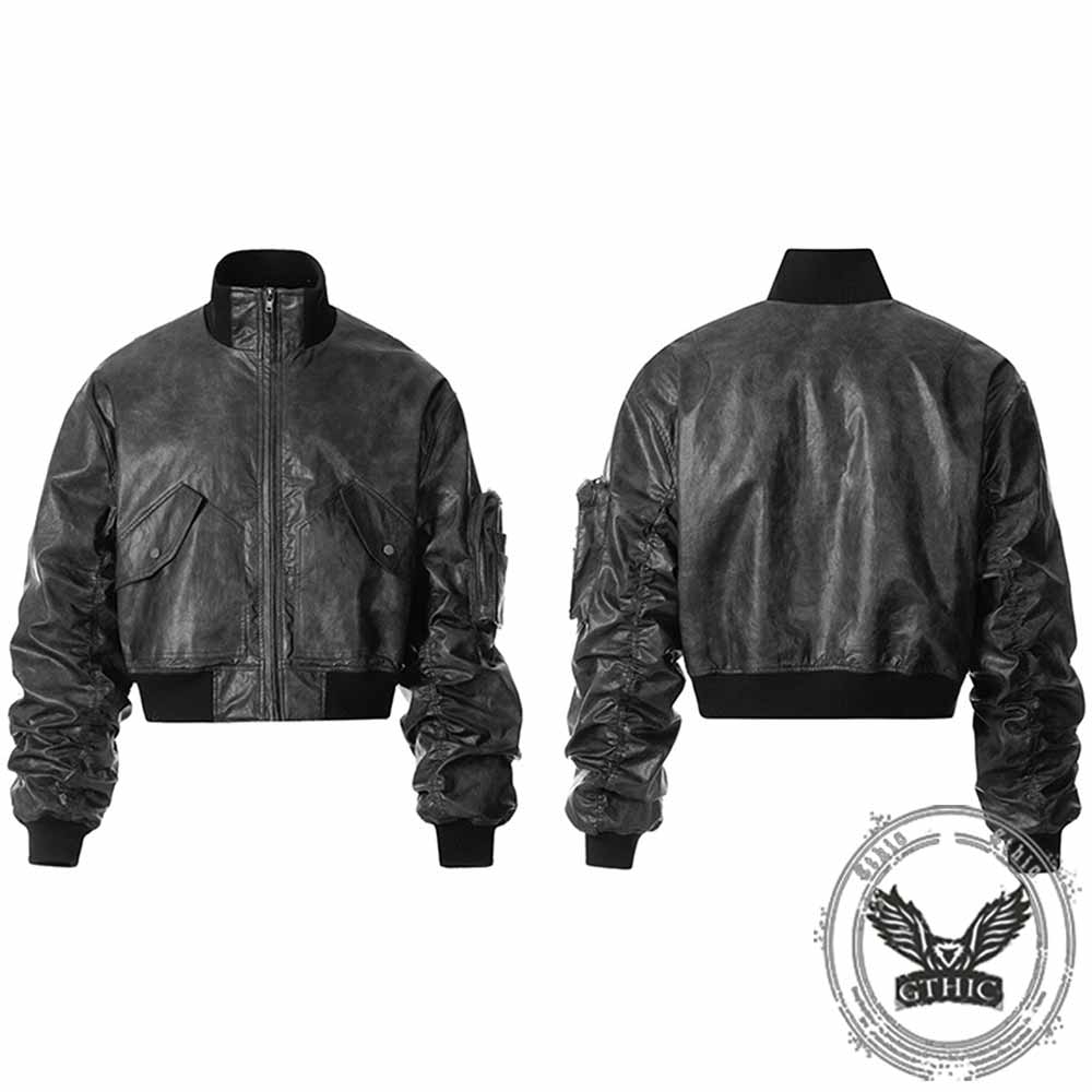 Punk Style Stand-Collar PU Leather Motorcycle Jacket