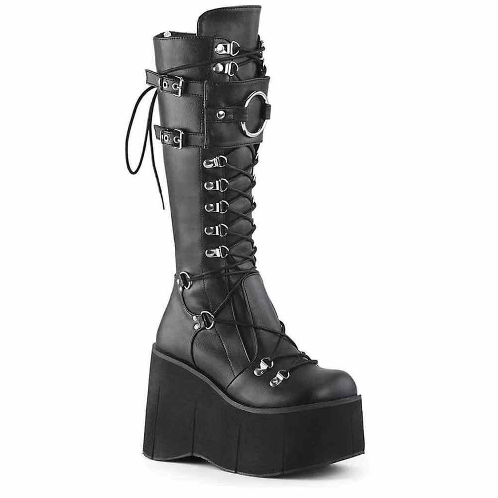 Punk Super High Platform Round Toe Lace-Up Biker Boots |Gthic.com