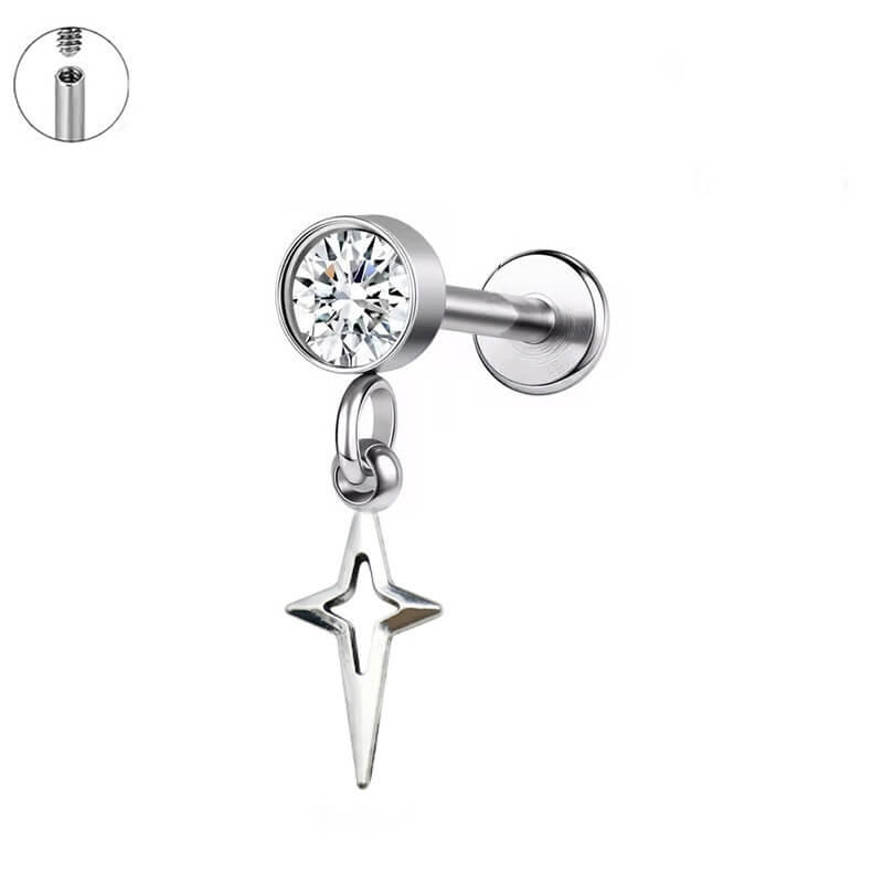 Punk Sword Horse Eye G23 Titanium Alloy Lip Stud Earring Piercing