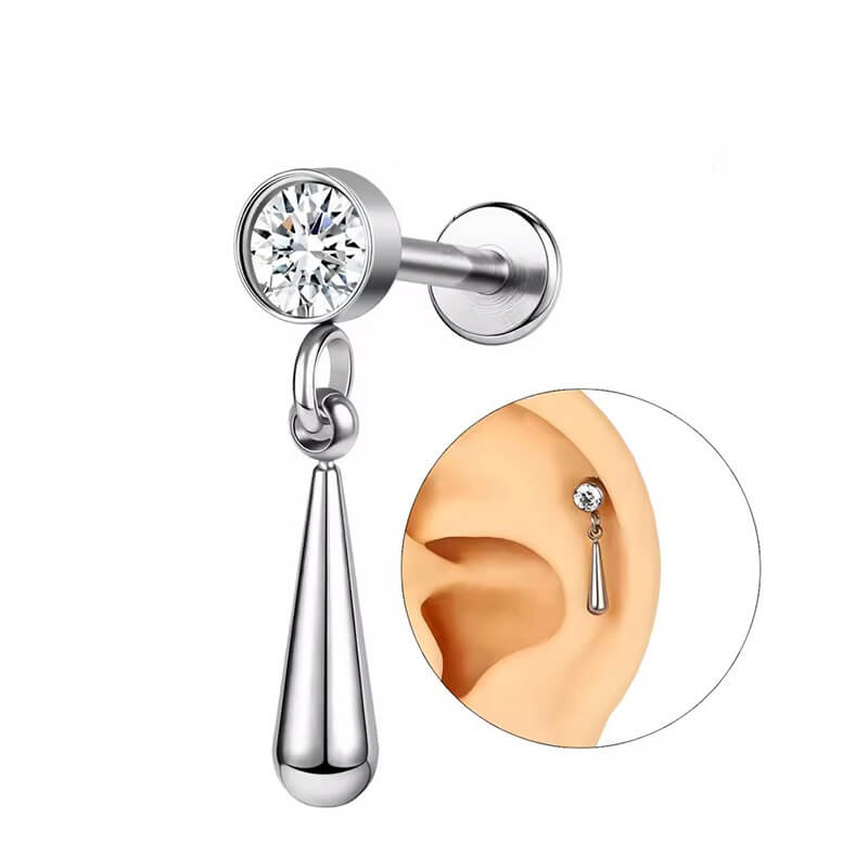 Punk Sword Horse Eye G23 Titanium Alloy Lip Stud Earring Piercing