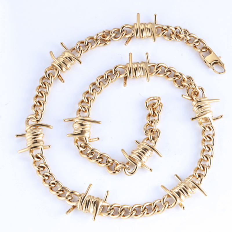 Punk Thorn Chunky Stainless Steel Necklace | Gthic.com