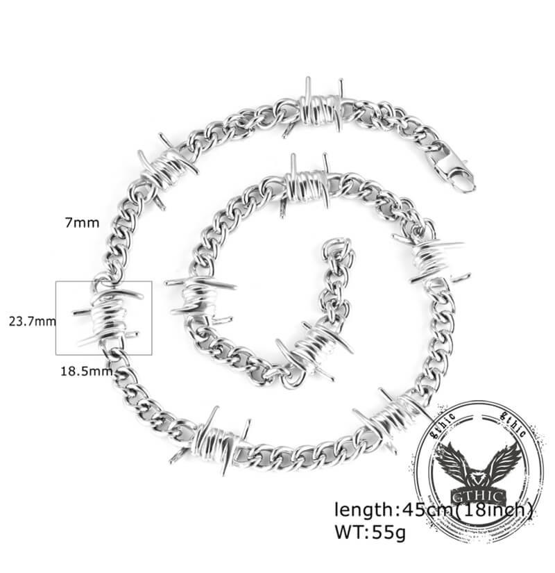 Punk Thorn Chunky Stainless Steel Necklace | Gthic.com