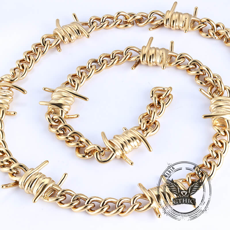 Punk Thorn Chunky Stainless Steel Necklace | Gthic.com