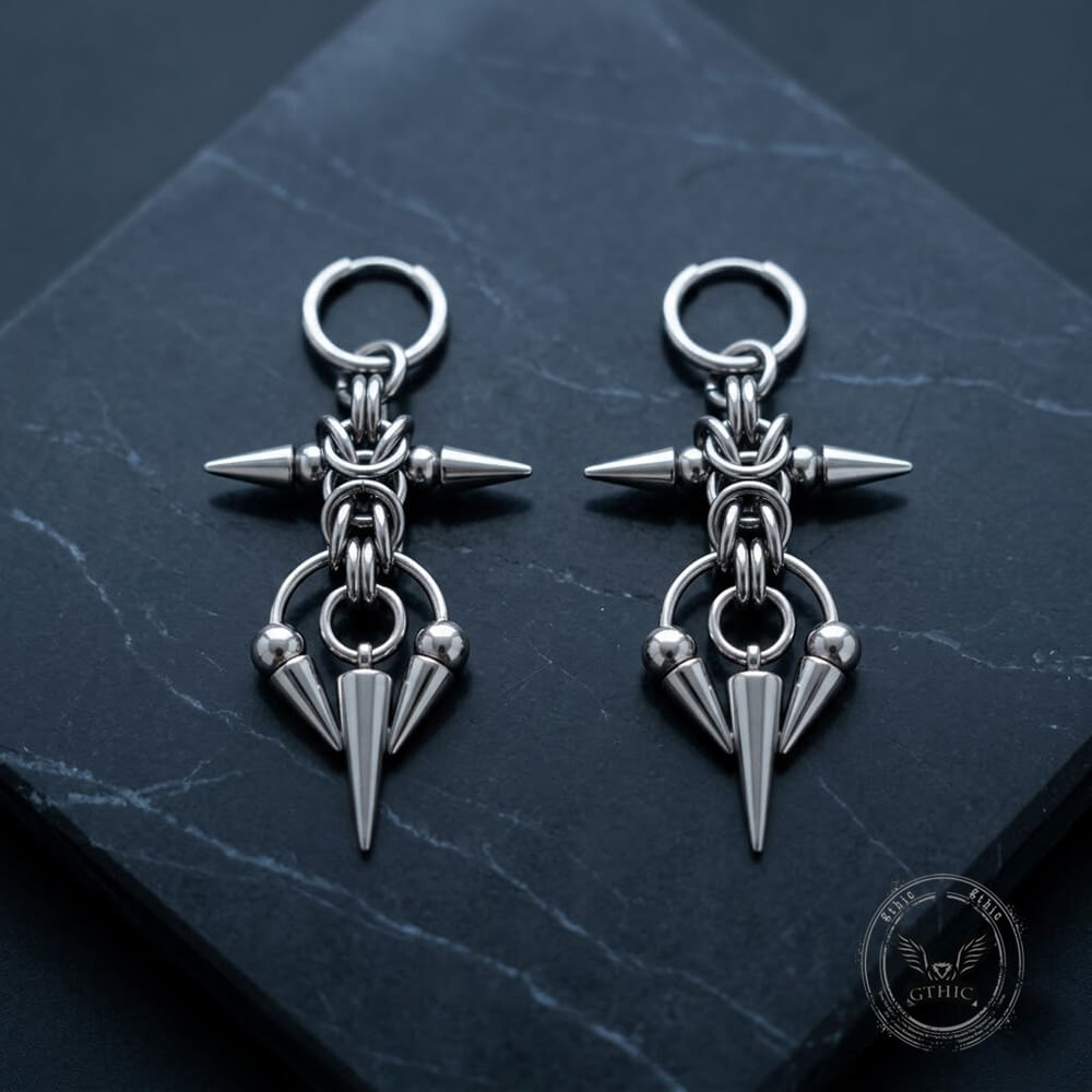Punk Thorn Horseshoe Ring Stainless Steel Drop Earrings | Gthic.com