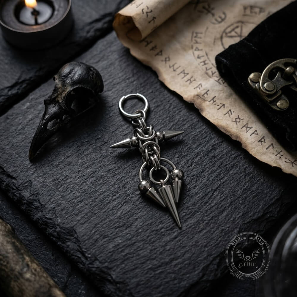 Punk Thorn Horseshoe Ring Stainless Steel Drop Earrings | Gthic.com