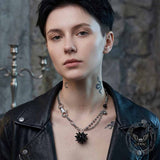 Punk Thorns Demon Heart Stainless Steel Tassel Necklace | Gthic.com