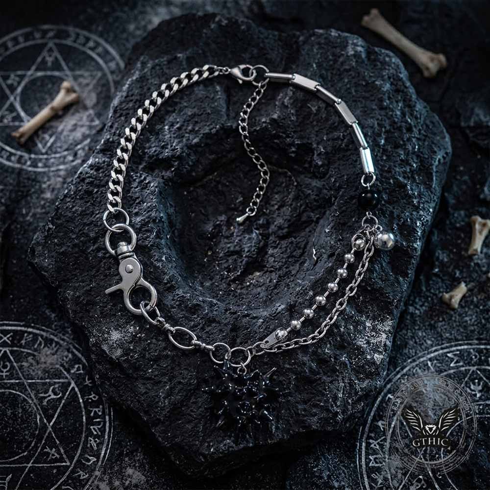 Punk Thorns Demon Heart Stainless Steel Tassel Necklace