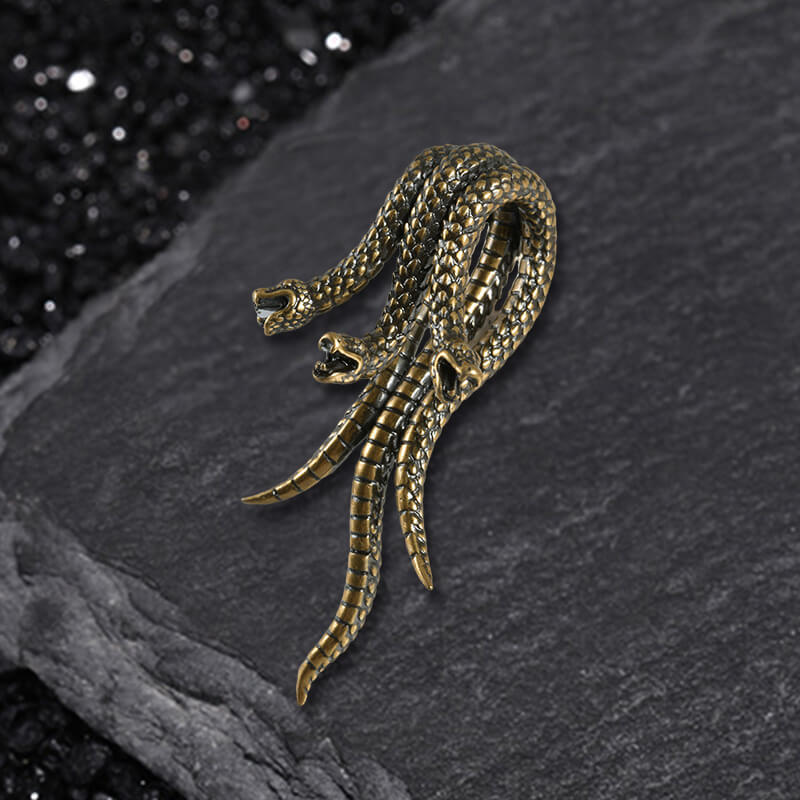 Punk Three-headed Snake Copper Stud Earrings