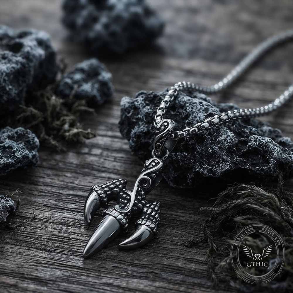 Punk Trident Eagle Claw Stainless Steel Pendant