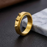 Punk Triple-Spike Stainless Steel Spinner Ring