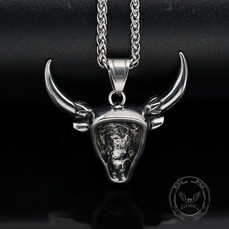 Punk Turquoise Bull Head Stainless Steel Pendant | Gthic.com