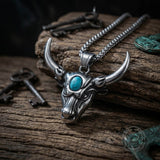 Punk Turquoise Bull Head Stainless Steel Pendant | Gthic.com