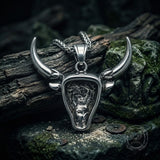 Punk Turquoise Bull Head Stainless Steel Pendant