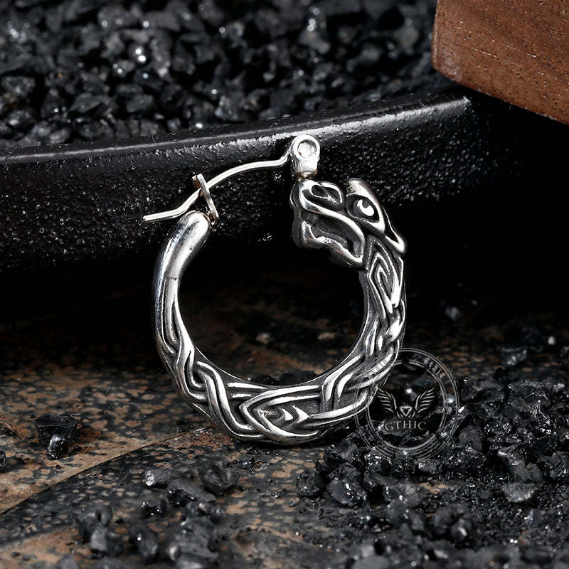 Punk Viking Dragon Stainless Steel Stud Earrings | Gthic.com