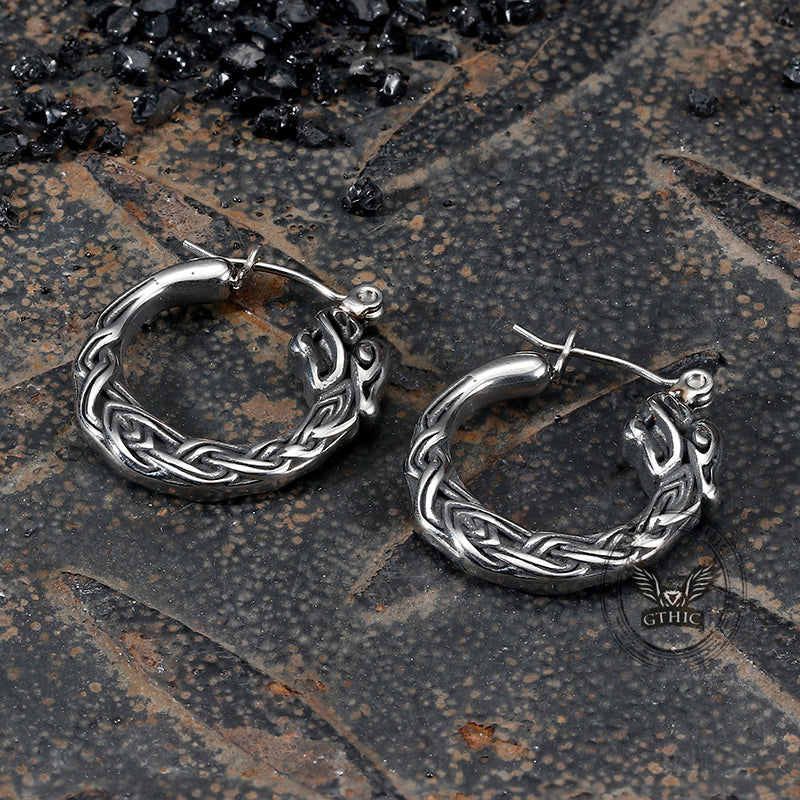 Punk Viking Dragon Stainless Steel Stud Earrings | Gthic.com