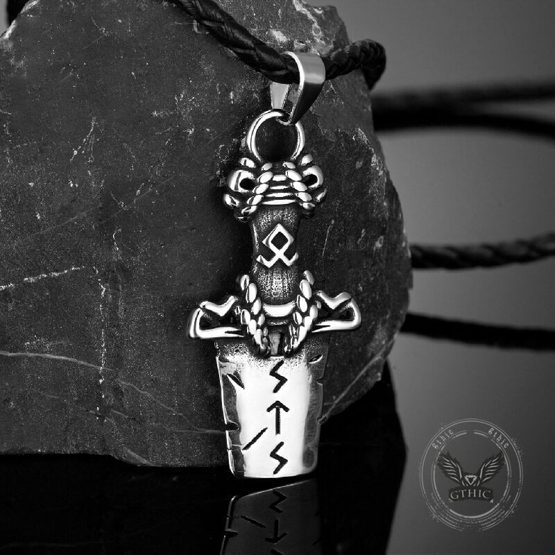 Punk Viking Sword Rune Stainless Steel Nordic Pendant