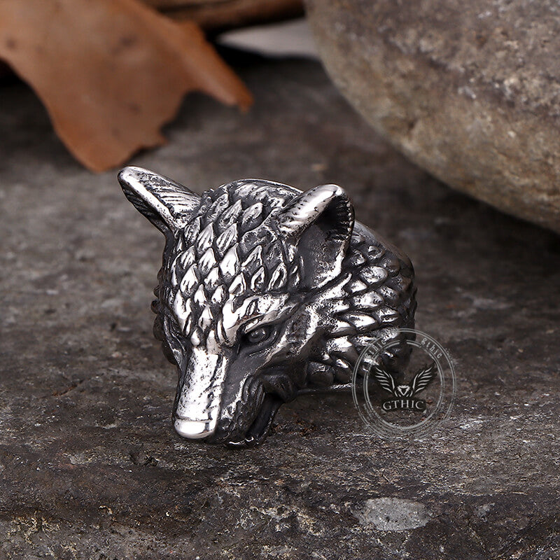 Punk Viking Wolf Head Stainless Steel Ring