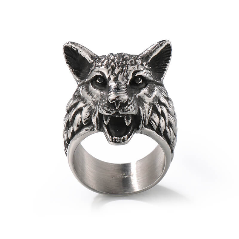 Punk Viking Wolf Head Stainless Steel Ring