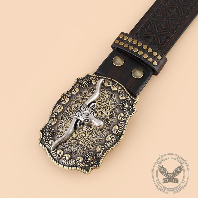 Punk Western Cowboy Wild Bull PU Leather Belt