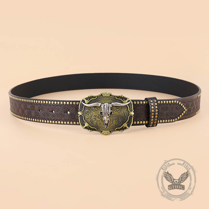 Punk Western Cowboy Wild Bull PU Leather Belt