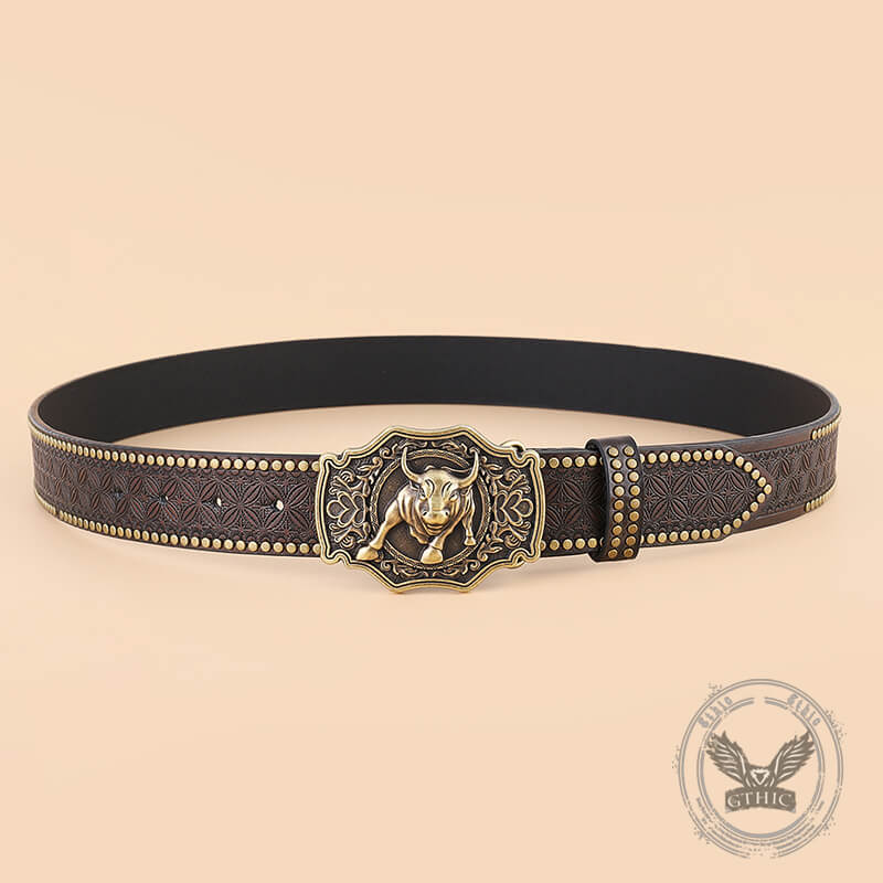 Punk Western Cowboy Wild Bull PU Leather Belt  | Gthic.com