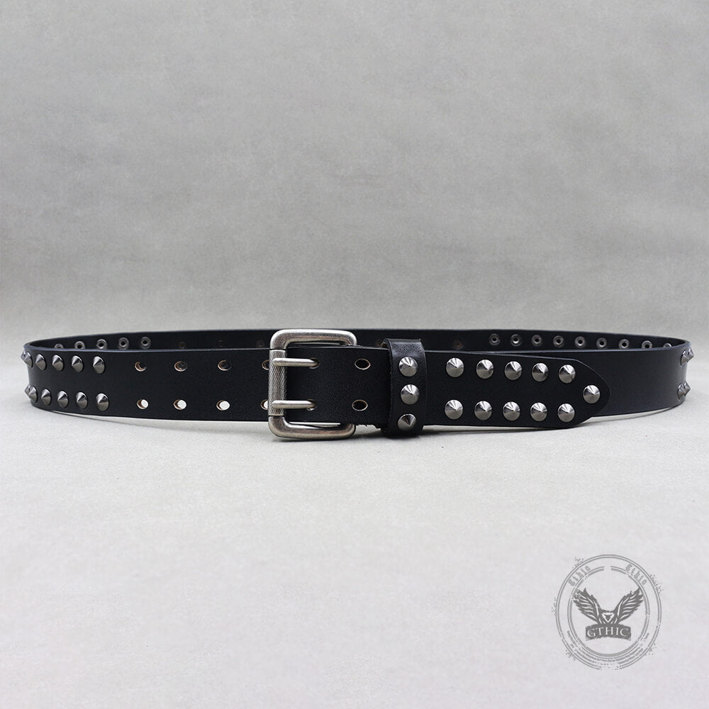 Punk Western Studded Skull Genuine Leather Belt
