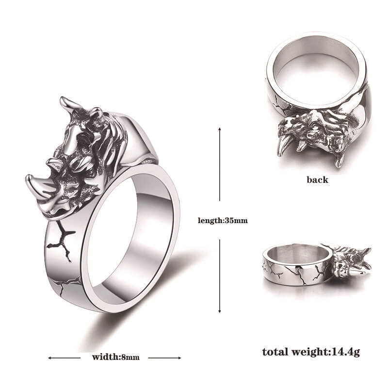Punk Wild Rhino Stainless Steel Ring | Ghtic.com