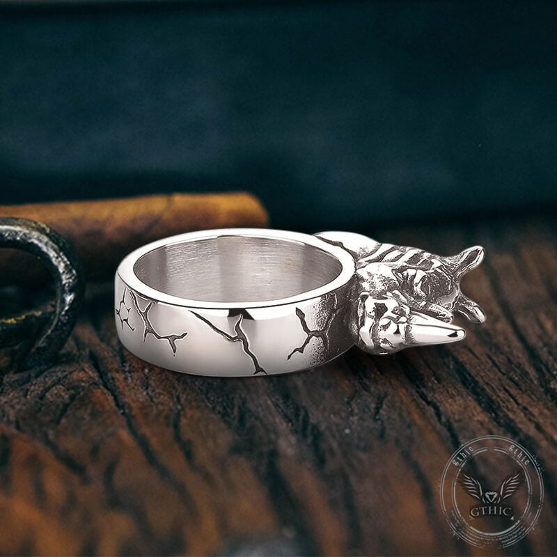 Punk Wild Rhino Stainless Steel Ring | Ghtic.com
