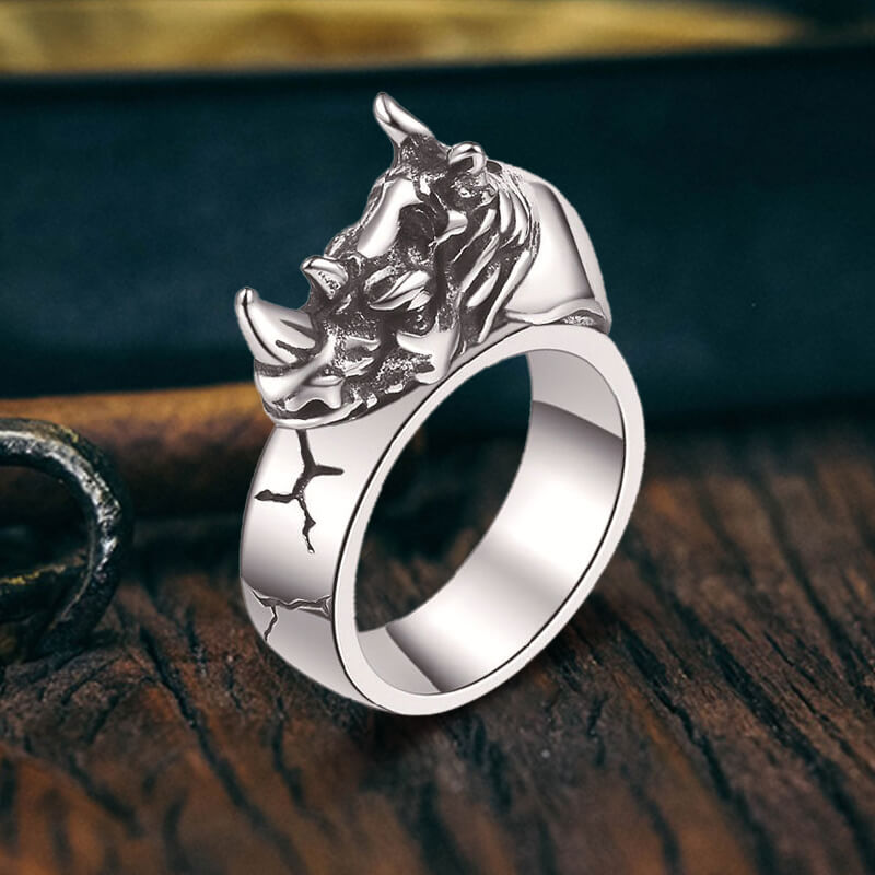 Punk Wild Rhino Stainless Steel Ring | Ghtic.com